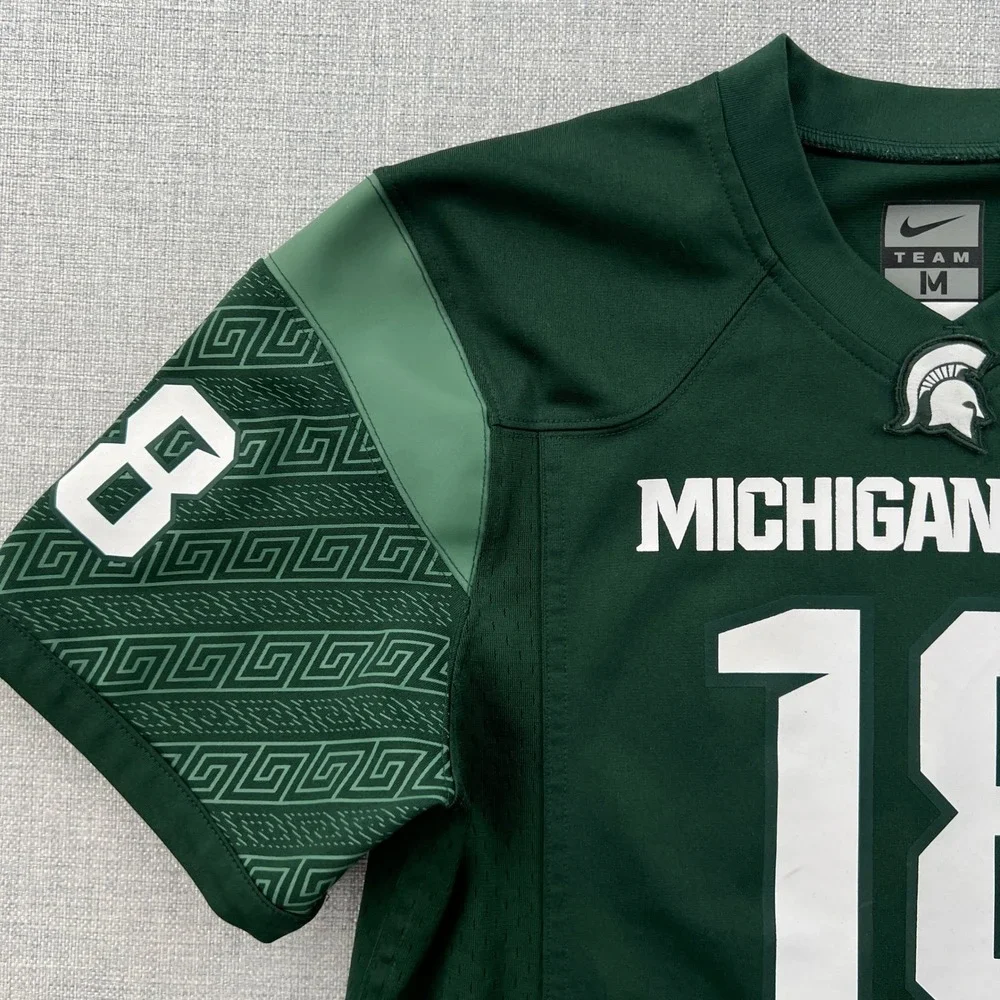 Nike Michigan State Jersey Kids M Green Football 18 NCAA Spartans Gameday Gear